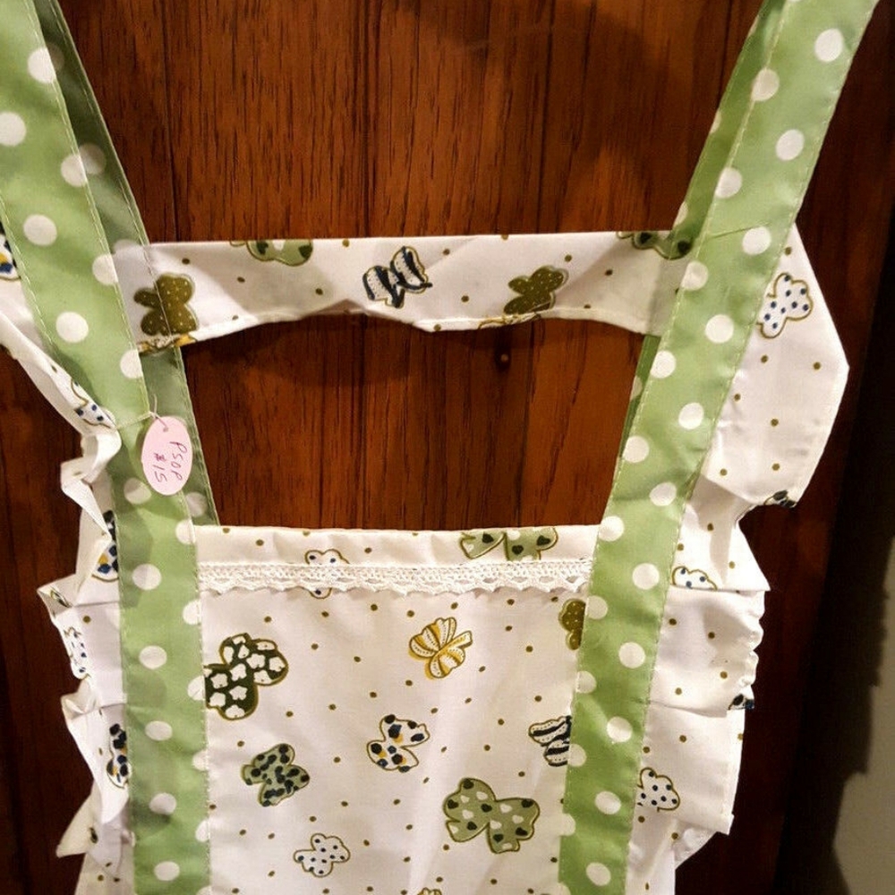 NWT full length dot&bow pattern pinafore bib apron - Picture 4 of 5